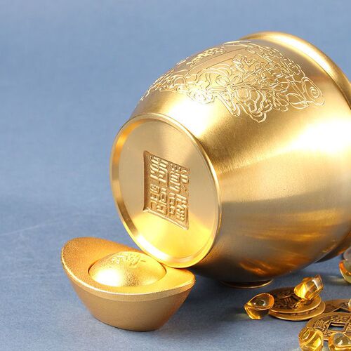Brass rice cylinder ornaments household Baifu cylinder cornucopia piggy bank to attract wealth desktop office decorations