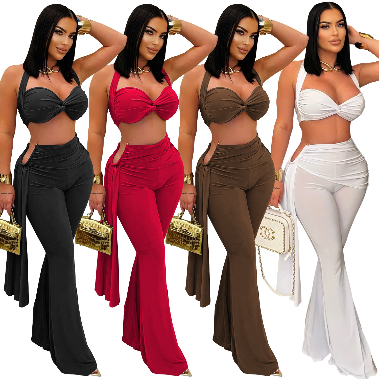 C7485 Aliexpress transfronterizo Amazon Europa y América ropa de moda femenina sexy verano correa de pecho conjunto de pantalones nuevos