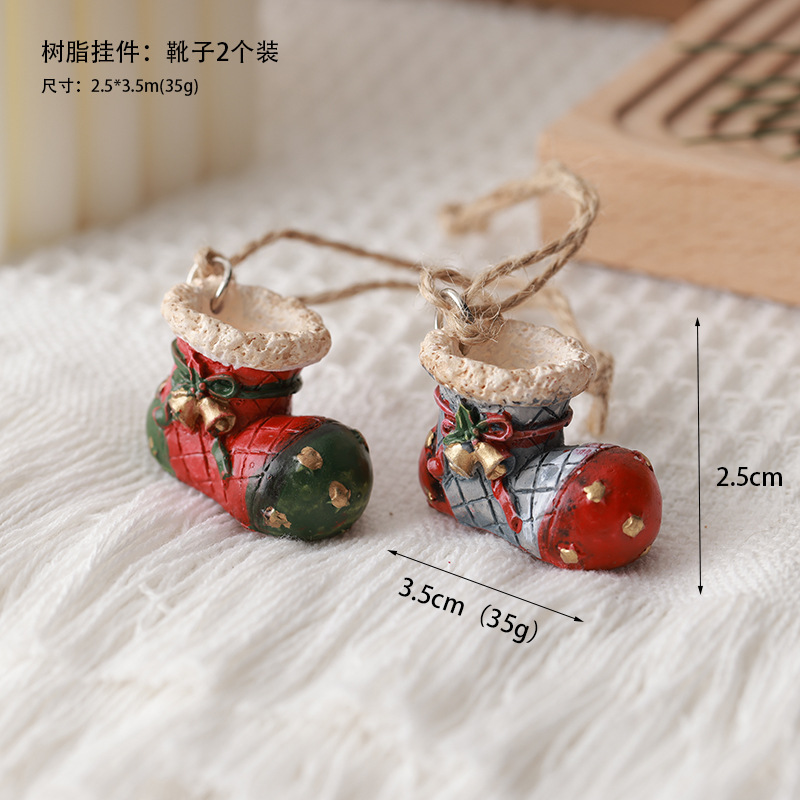 Nuevos productos transfronterizos de madera decoraciones de Navidad colgantes de resina colgantes de decoración de árbol de Navidad viejos muñecos de nieve bolsas de regalo estilo americano