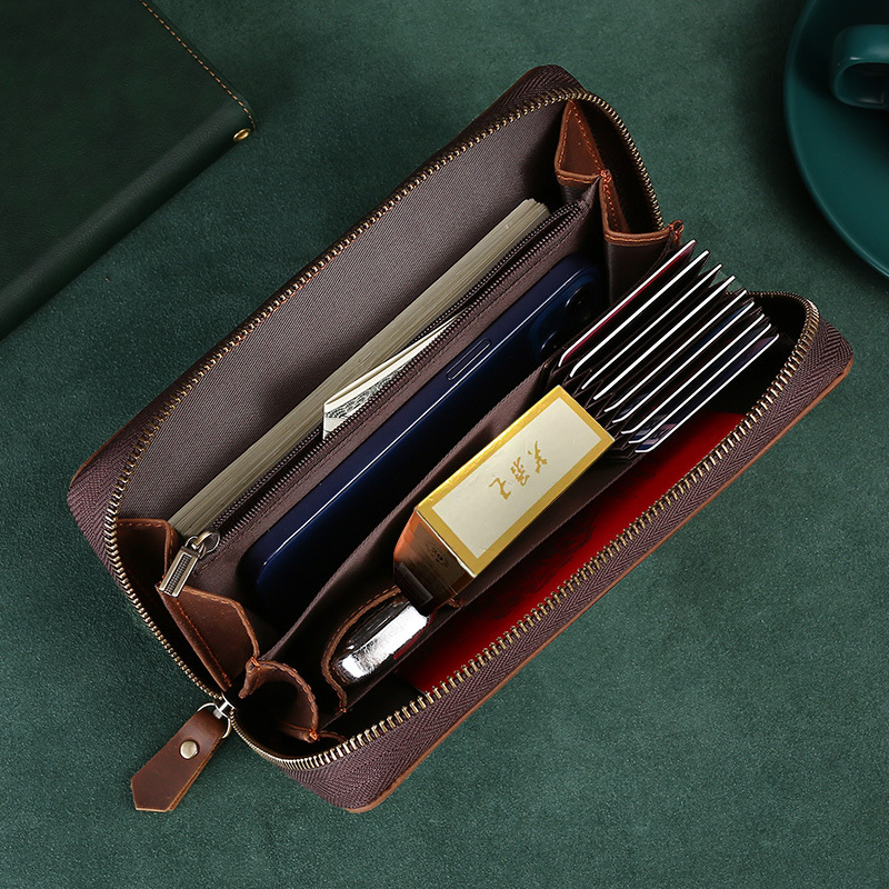 New Upgraded Version of Long Wallet Men's Zipper Genuine Leather Multifunctional Business Men's Clutch Bag High-End Cowhide Clutch Bag New Upgraded Version of Long Wallet Men's Zipper Genuine Leather Multifunctional Business Men's Clutch Bag High-End Cowhide Clutch Bag