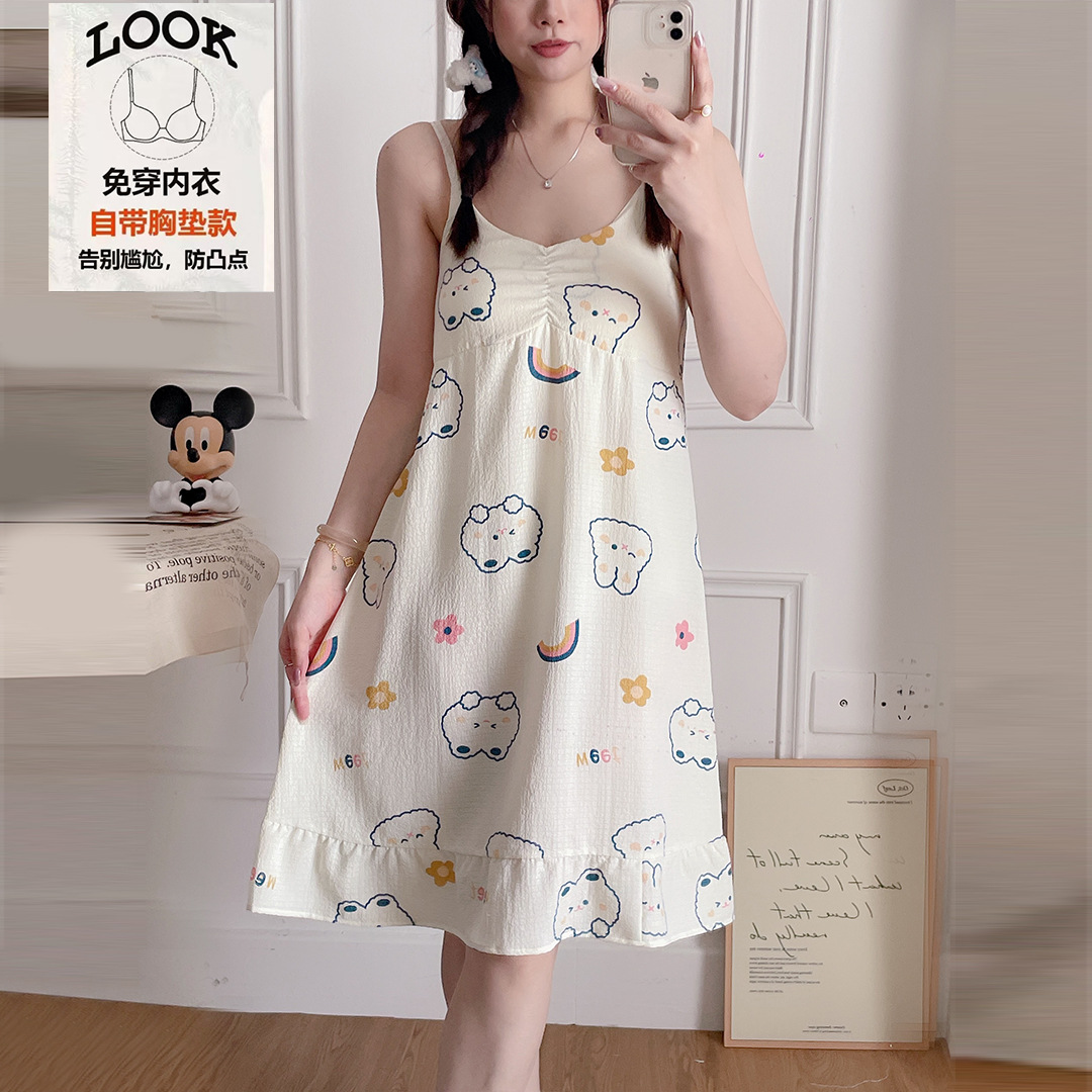 2025 verano abrigo plegado pijama chicas lindas dibujos animados pijama de chicas falda de ropa para el hogar fabricantes de comercio exterior