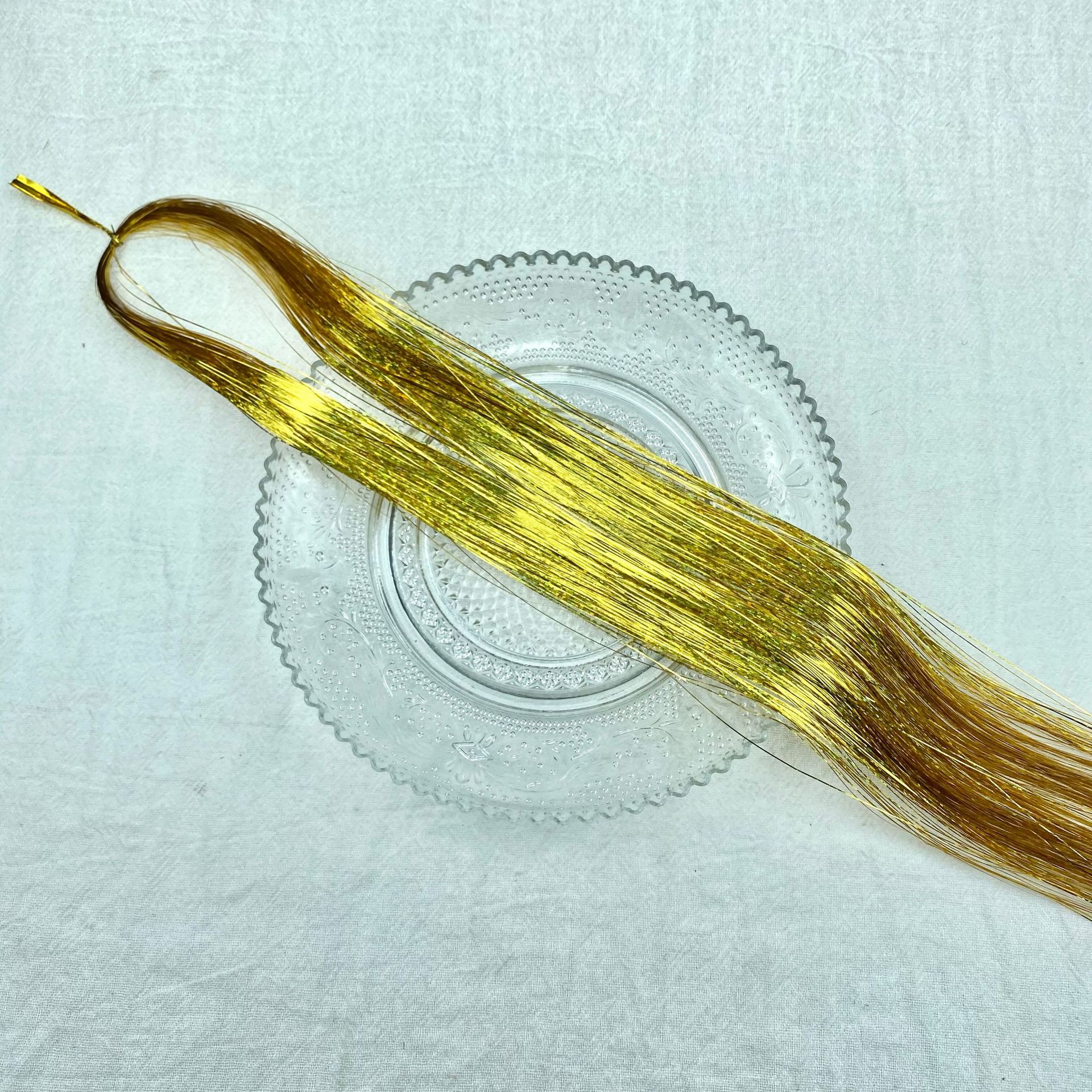 Extensiones transfronterizas de cabello tinselhair láser PET oro cabello conjunto de cabello de cebolla brillante peluca colorido fantasía