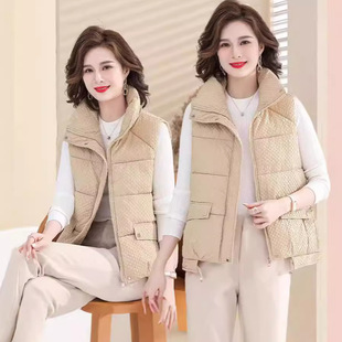 Vest 2024 Autumn and Winter Korean Style New Style Collar Jacket Fashionable Casual Loose Thickened Warm Solid Color Waistcoat Vest