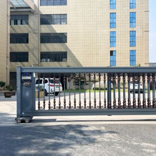 Zhejiang Hangzhou stainless steel trackless electric retractable door factory aluminum alloy remote control automatic door section sliding door factory