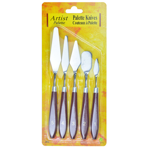 5-piece oil painting knife, stainless steel flat scraper, pointed oil painting knife, palette knife, paint shovel