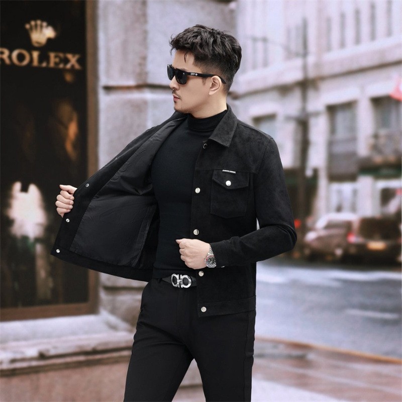 2026 Autumn New Trendy Youthful Versatile Casual Jacket for Men, Faux Suede Lapel Coat