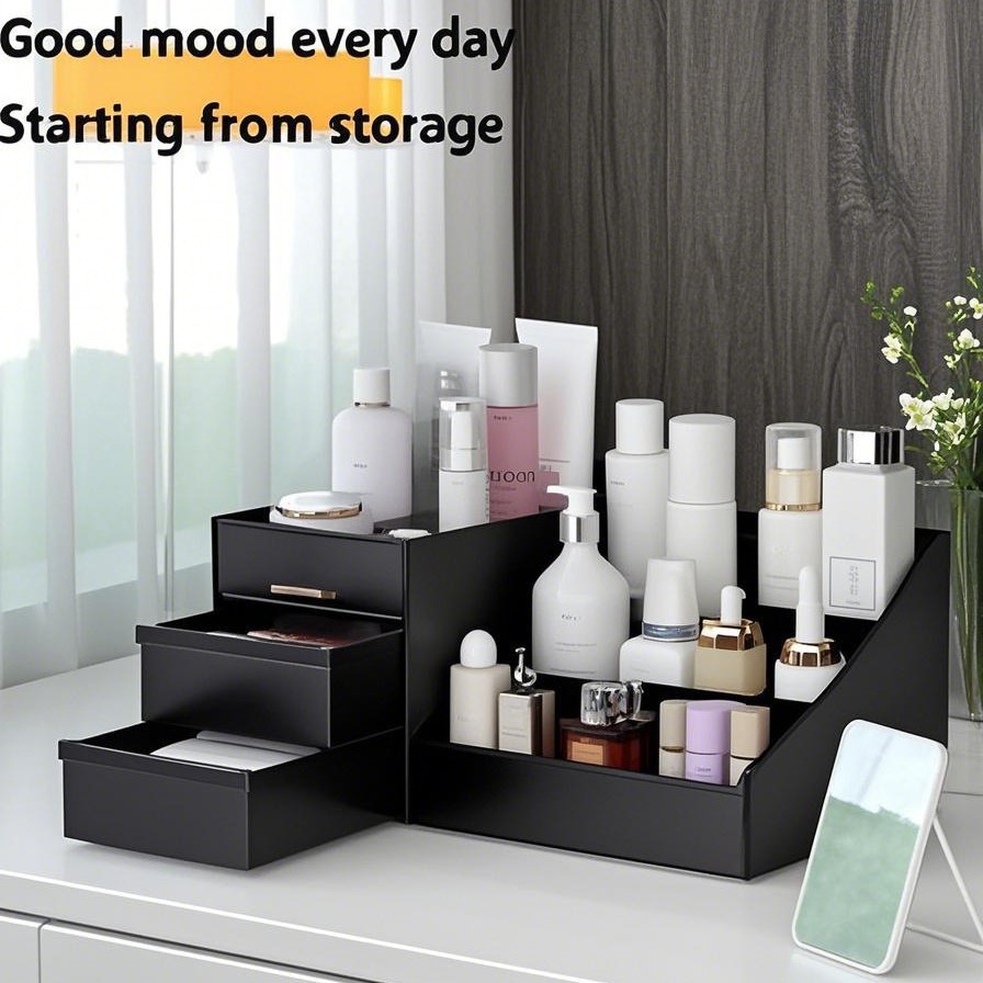 Table cosmetic black storage box