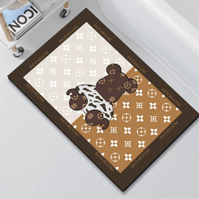 Mat Entry Door Floor Mat, Avtomobil döşəmə paspasları - bathroom-mat-leopard-print-clothes-gray-frame-4060cm