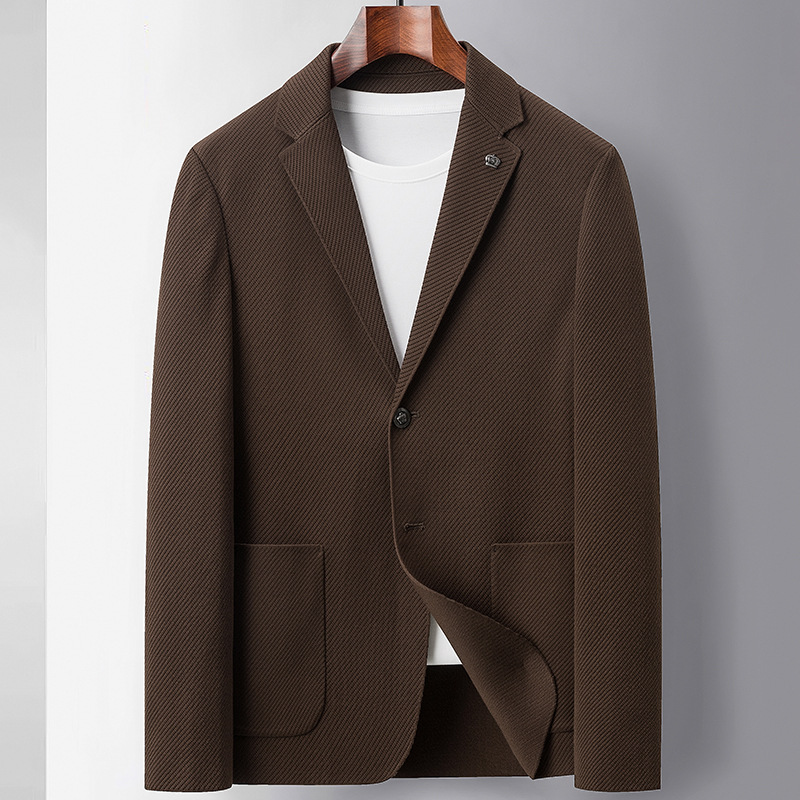 Men's casual demi-season knitted solid color suit
