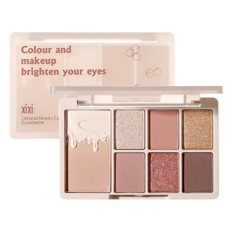 Xixi Soft Glow Eye Shadow Palette 7 Colors Matte and Shimmer Highlighting Colorful Daily Makeup Multi-Use