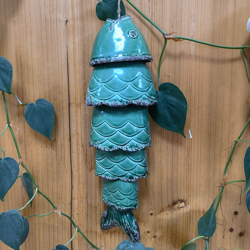 Zakka cerámica campana de viento de peces estilo japonés ventanas de casa colgante cara solar pareja regalo artesanía adornos colgantes