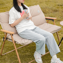 山之客现货一件批发牛津布木纹露营靠背椅野营便携折叠双人椅户外