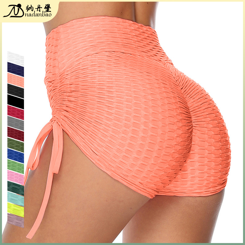 2021 Spring and summer new pattern Europe and America yoga Bodybuilding motion shorts Tight fitting Hip Show thin V80053