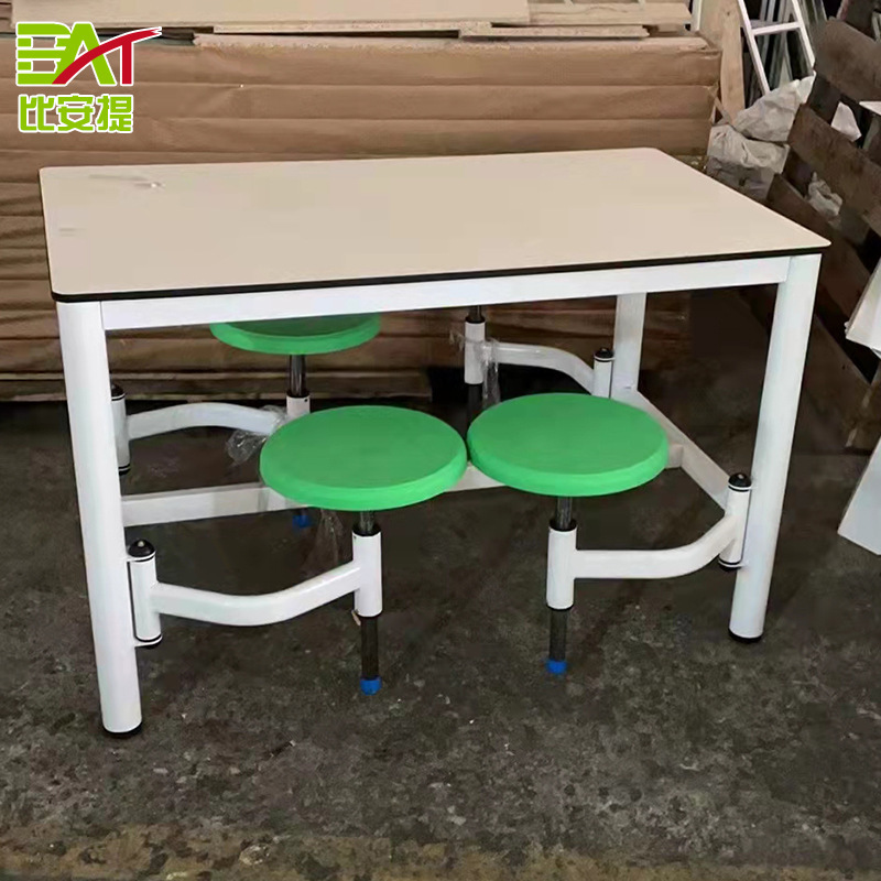 Factory direct supply rotating dining tables and chairs factory canteen dining tables and chairs milk tea dessert shop 4 people 8 people stool tables and chairs