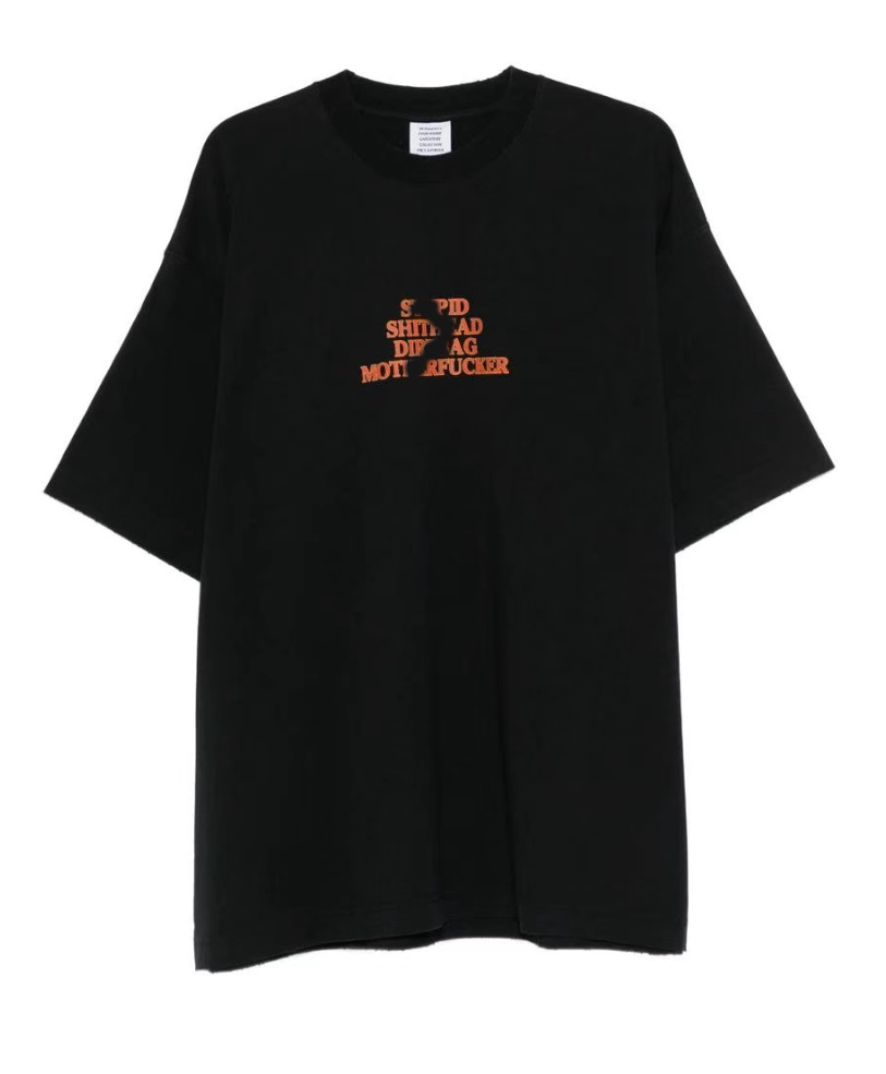 Vetements T-shirt Embroidered Letters Black