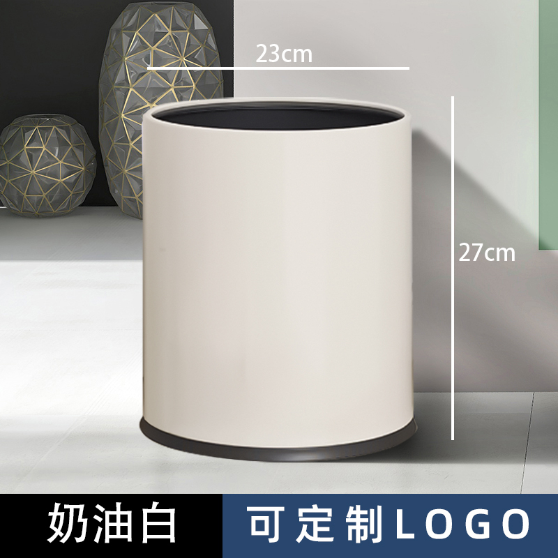 商用不锈钢垃圾桶家用酒店办公室厨房卫生间客房双层无盖logo|undefined