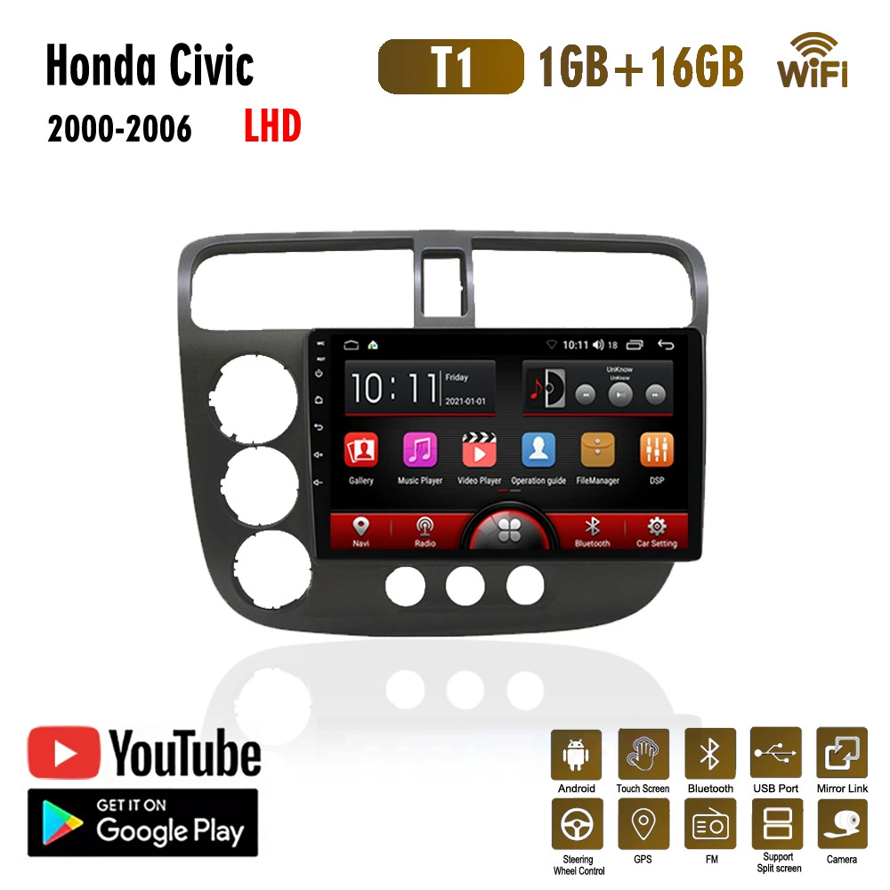 Подходит для Honda Civic 2000-2006 — автомобильный GPS-плеер с Android, Bluetooth, камерой заднего вида