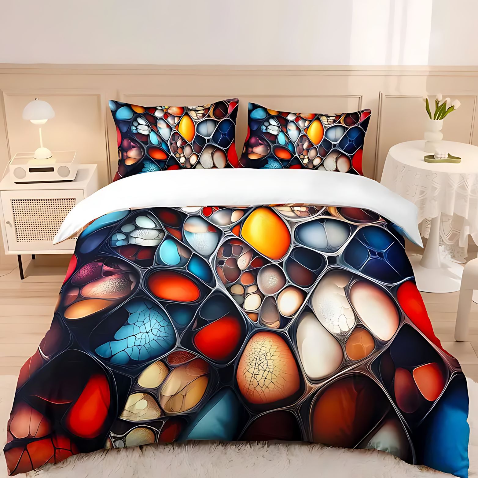 TEMU / JIT para dibujar un patrón de geometría transfronteriza de impresión digital 3D abrasivo fabricante de fuente de set de edredón