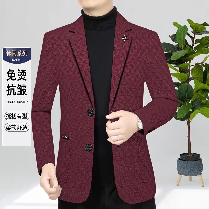 New Plaid Casual Suit for Men, Spring and Autumn Slim-Fit Business Fashion Single-Breasted Jacket, Trendy Suit for Middle-Aged Men New Plaid Casual Suit for Men, Spring and Autumn Slim-Fit Business Fashion Single-Breasted Jacket, Trendy Suit for Middle-Aged Men