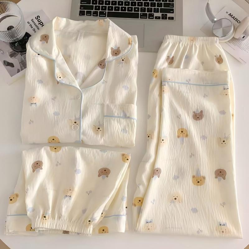 Flash Sale Instant Retail Summer Pajamas for Women, Short-Sleeved Shorts, Long Pants, Cloud Cotton, Turn-Down Collar Cardigan, Loungewear Set