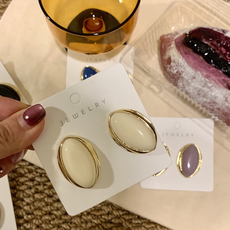 法式复古宫廷风椭圆形大耳环高级感耳饰女简约大气耳钉|undefined