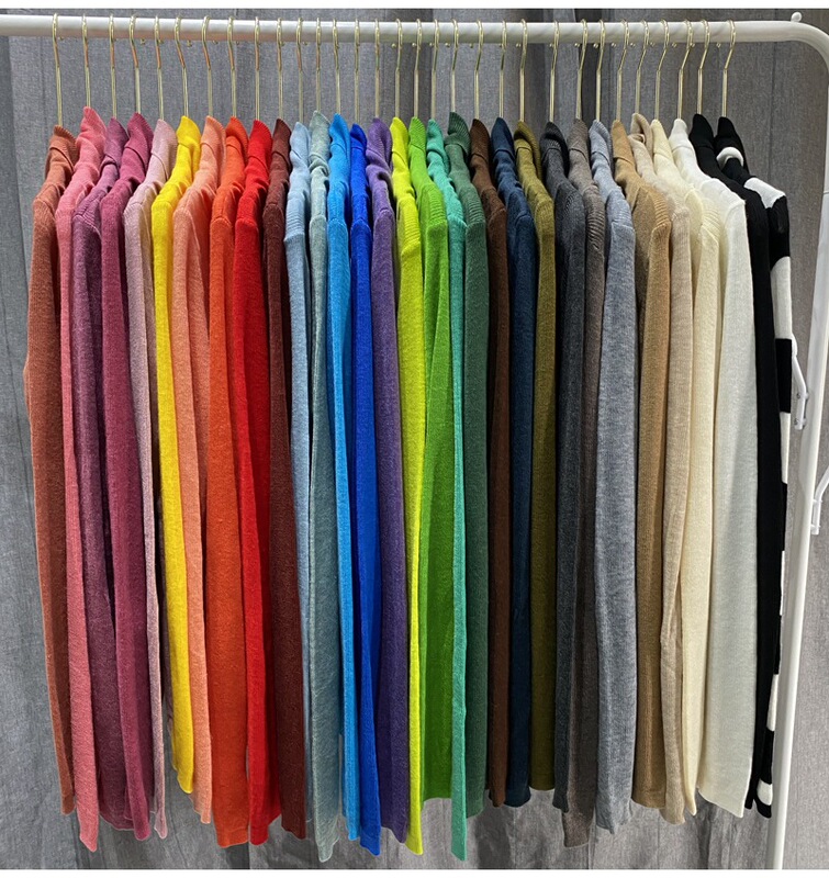 Cashmere Turtleneck Base Shirt Women's Autumn and Winter Long Sleeve Inner Thin Micro-transparent Slim-fit Candy Color T-shirt Pile Collar Sweater