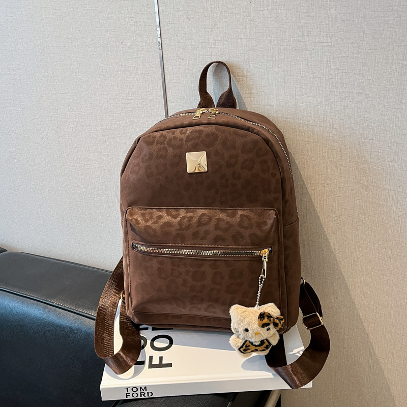 Mochila de moda coreana de otoño nueva mochila de aire extranjero retro de gran capacidad de leopardo mochila escolar de viajes casuales