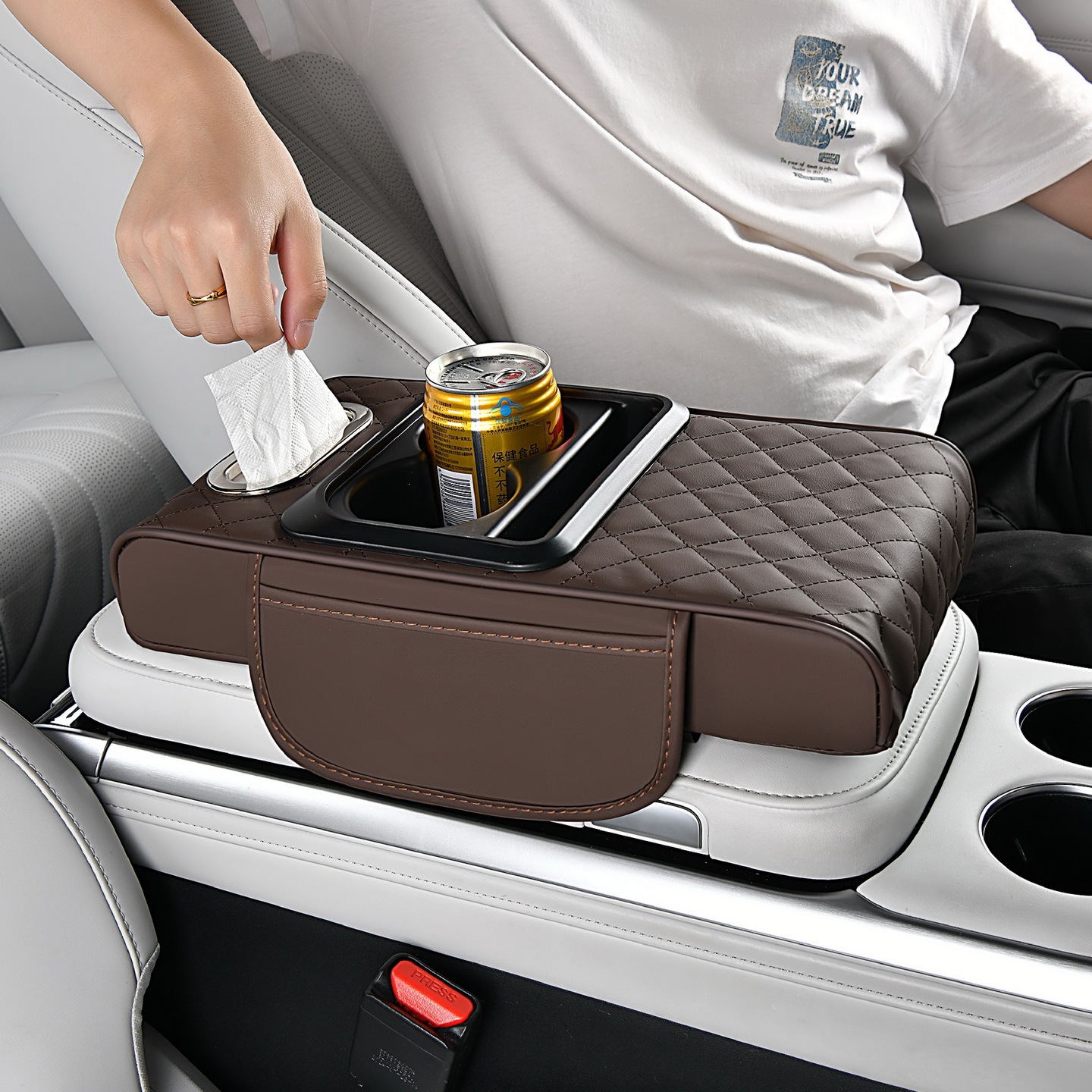 Car Armrest Box Mat, Universal Storage Bag, Car Tissue Box, Multifunctional Storage Box, Central Elbow Heightening Pad