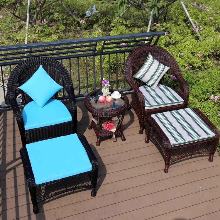 Mesas y sillas al aire libre patio jardín villa balcón al aire libre mecedora ratán casual combinación de sillas de ratán muebles de terraza al aire libre