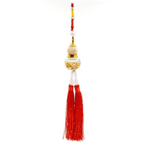 Gold foil double-bearded gourd pendant car rearview mirror decoration creative can hold perfume tassel goddess style