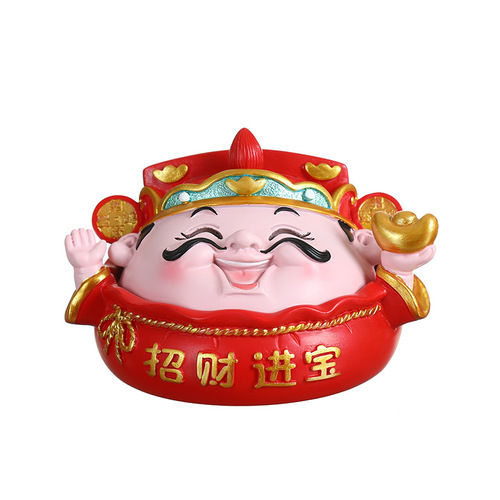New Year God of Wealth Ashtray God of Wealth Candy Key Tray Ornament Mobile Phone Holder Shaking Car Ornament Gift