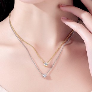 Amazon Four-Prong Moissanite Pendant for Women, D Color, Sterling Silver Plated with 18K Gold, Collarbone Necklace, Foreign Trade Diamond Jewelry, Eight Hearts and Eight Arrows