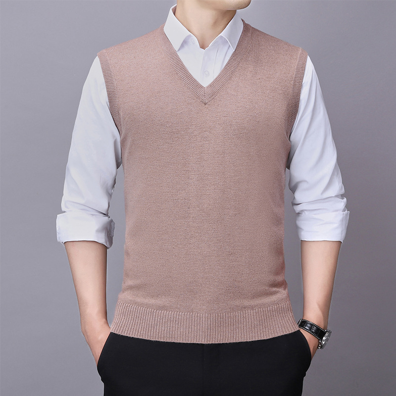 Wool Vest Men's Sweater Vest Business Men's Vest Knitted Pure Color Wool Sweater Waistcoat Trendy Version Wool Vest Men's Sweater Vest Business Men's Vest Knitted Pure Color Wool Sweater Waistcoat Trendy Version