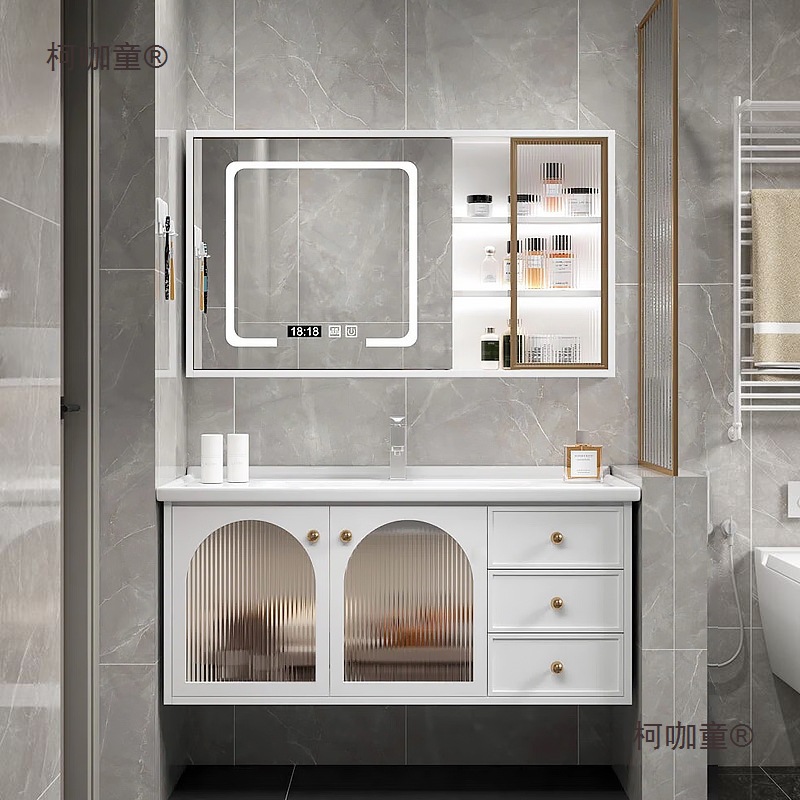 橡木烤漆浴室柜组合陶瓷一体盆大水池卫生间洗漱台洗脸盆实麦太保