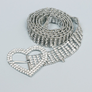 Full diamond belt for women 2022 new style rhinestone jeans design niche belt diamond decorated silver accessories winter