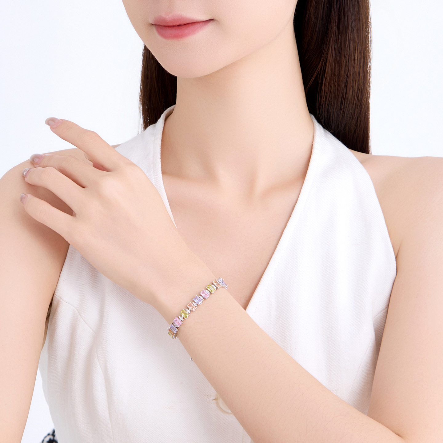 Pulsera Cuadrada con Diamantes de Aleación de Cobre, Galvanizada, para Mujeres image 3