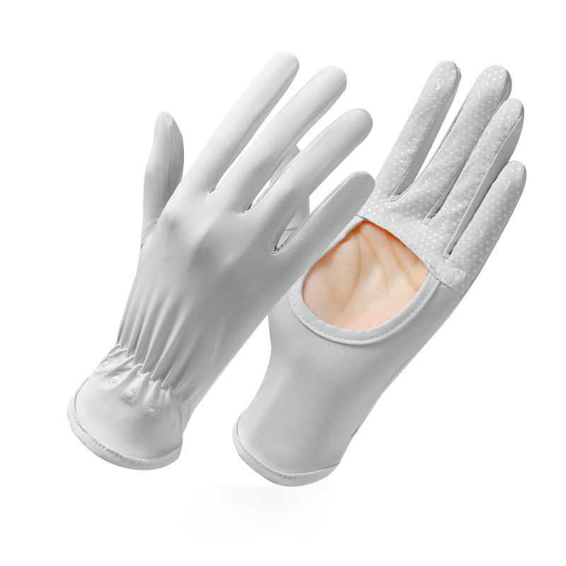 Guantes de protección solar de seda de hielo estilo fino de verano al aire libre transpirable de secado rápido ciclismo antideslizante conducción con dedos completos