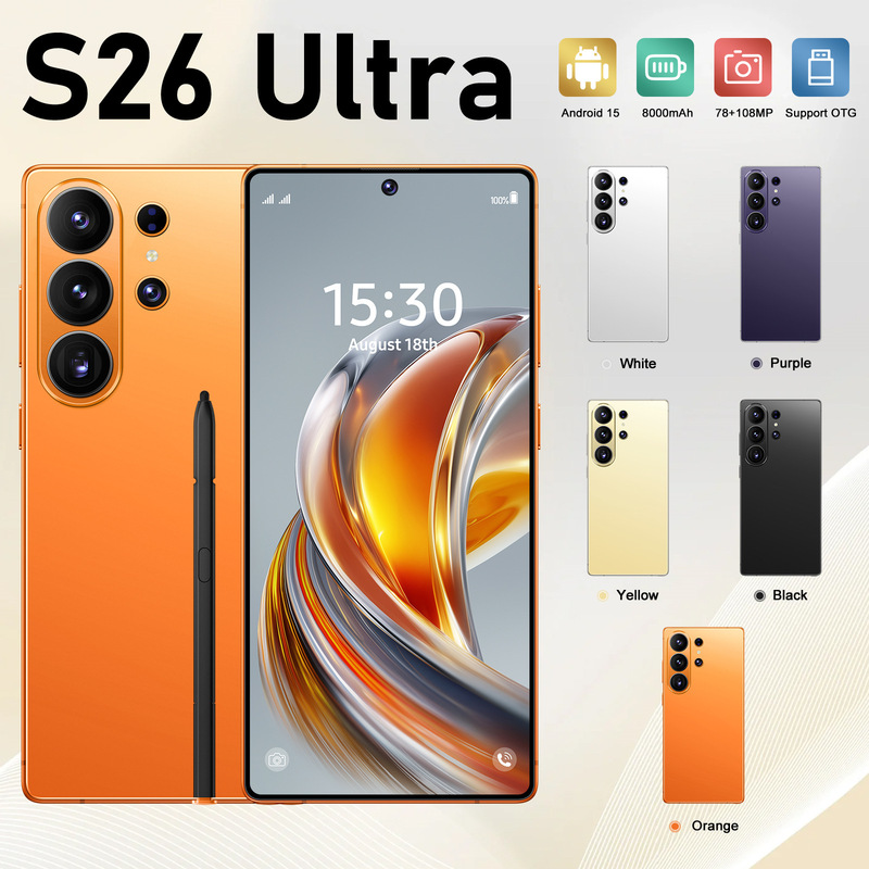 New Hot-Selling Product S26 Ultra Smartphone with Built-In Pen, 7.3inch Large Screen, True 4g Network, Android 10, 3+64