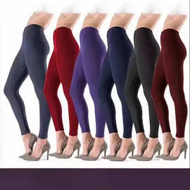 组合6色跨境牛奶丝磨毛九分弹力小脚裤糖果色大码修身女瑜伽裤女