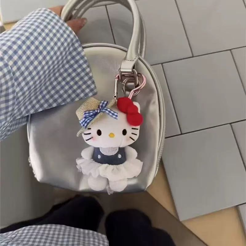夏休み麦わら帽子かわいい kt 猫人形キーホルダーペンダントぬいぐるみ車のキーホルダーガールハート|undefined