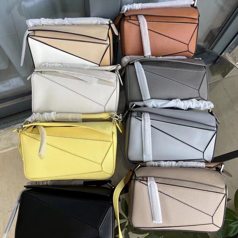 Genuine Leather Luo Jia Geometric Bag 2026 Luxury Niche First-Layer Cowhide Patchwork Pillow Bag Handbag Crossbody Women's Bag