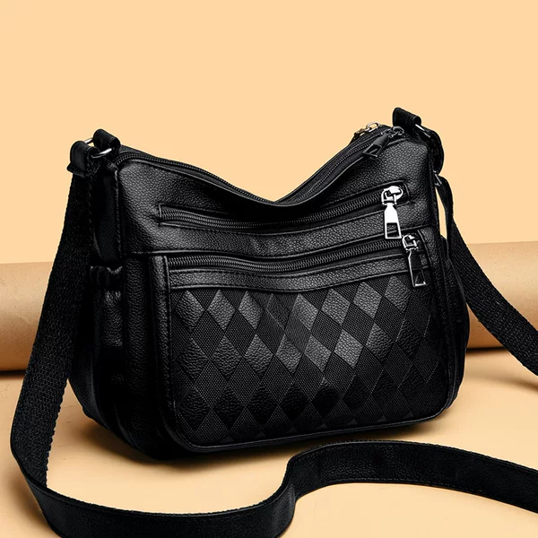 2025 Middle-Aged Women's Fashionable Crossbody Bag, Large Capacity, Simple and Versatile Shoulder Bag, Mother's Soft Leather Casual Bag