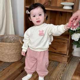 女宝宝超萌套装秋季婴儿衣服可爱兔子卫衣裤子韩版小童冬季两件套