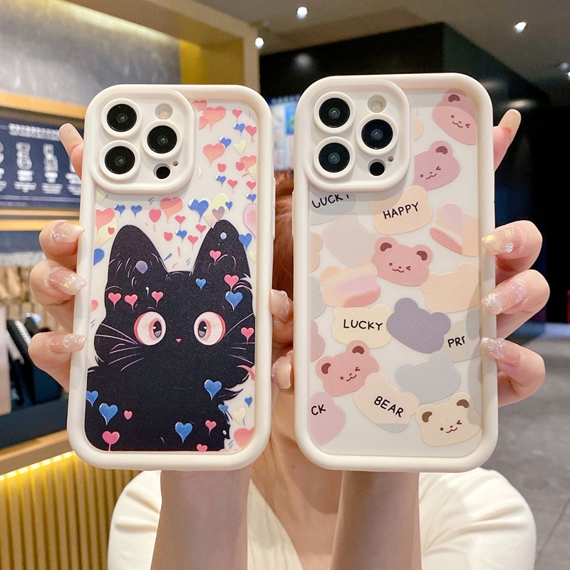 Macaron Bear for Red Rice 12C Mobile Phone Case Xiaomi 14TPRO Personalized Couple Cartoon Drop-resistant Protective Case