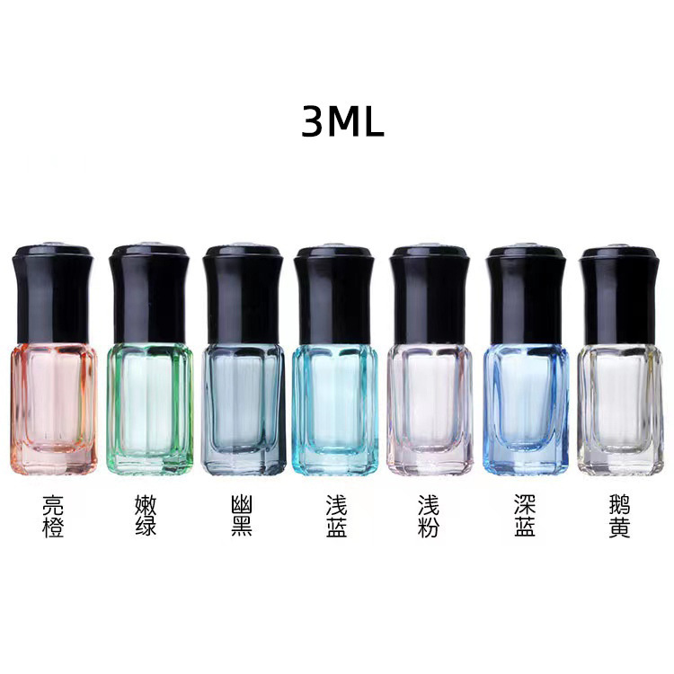 卸売り3ml 6ml 10ml八角ボール瓶のカラーガラス香水瓶の精油瓶のボールを分けて瓶を詰めます。|undefined