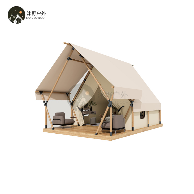 Muye al aire libre red roja gran estructura de madera camping tienda de campaña hotel escénico camping hotel de lujo tienda de campaña residencial