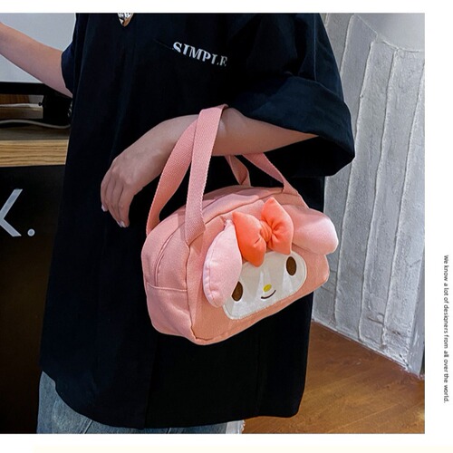  New Cute Pink Rabbit Canvas Handbag Sweet Ladies Cosmetic Bag Cartoon Large Capacity Storage Bag