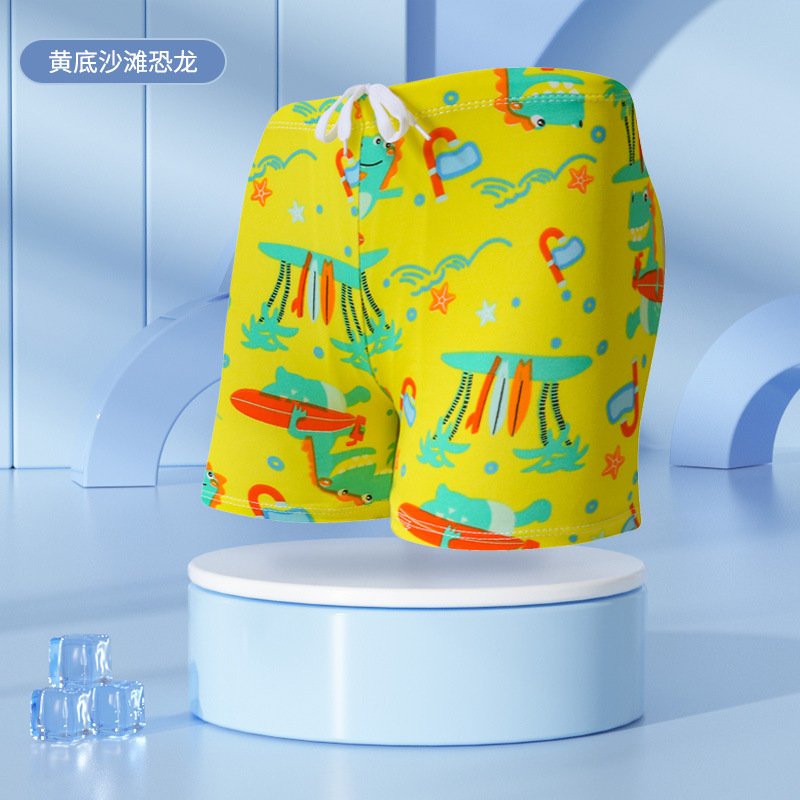 Nuevos niños bañador boxeador cómodo con cordones pantalones de playa para niños y niños dibujos animados impreso bañador ventas directas de fábrica