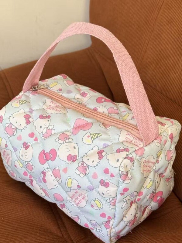 新しい漫画かわいいハローキティ猫大容量化粧品バッグハンドバッグ便利で多用途な収納袋|undefined