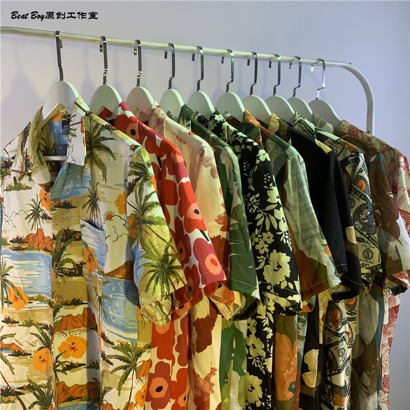 Ancient bkpp German with his Thai short-sleeved floral shirt for men and women Hawaii bf port style yuppie Cuban collar shirt